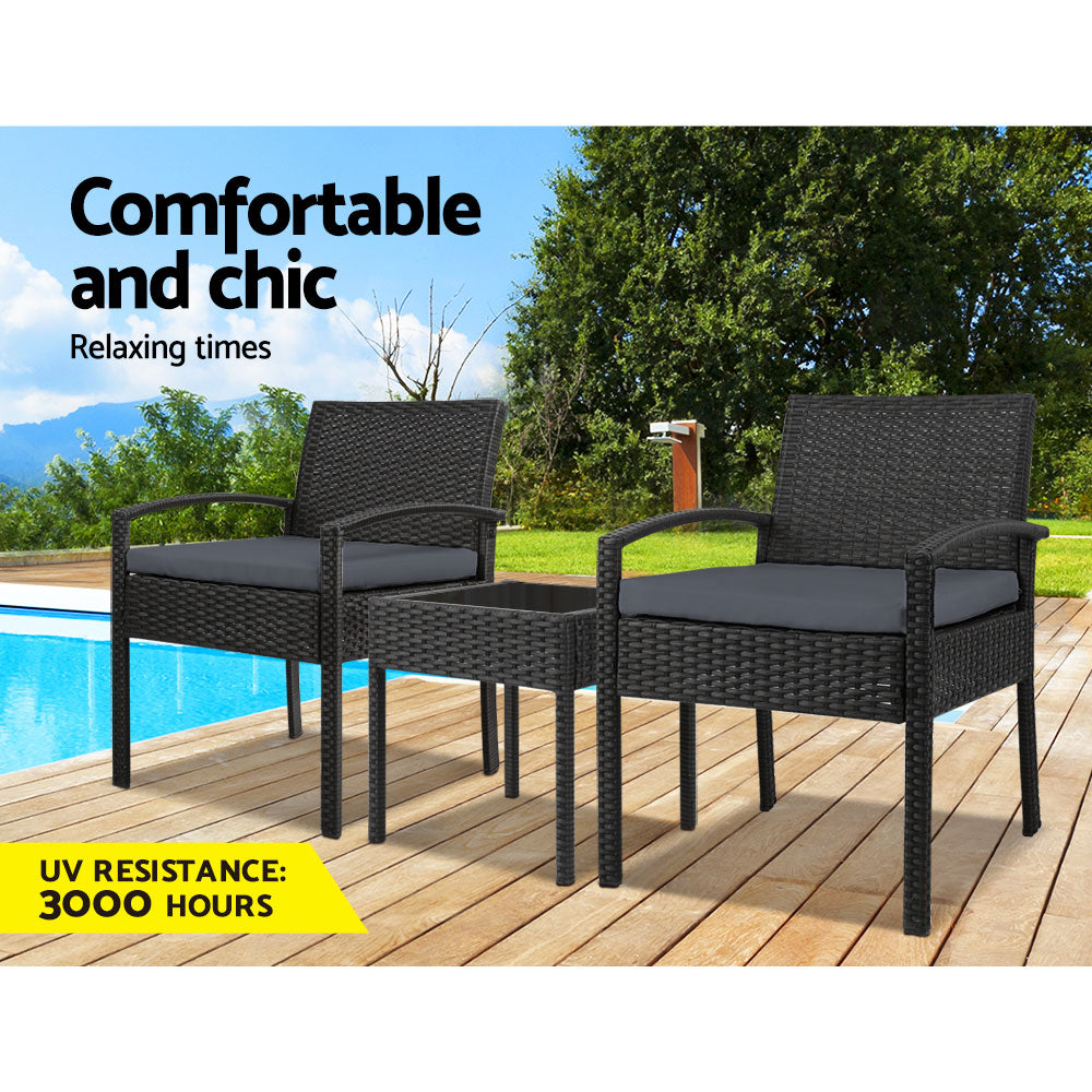 Gardeon 3-piece Outdoor Set - Black freeshipping - Awezingly