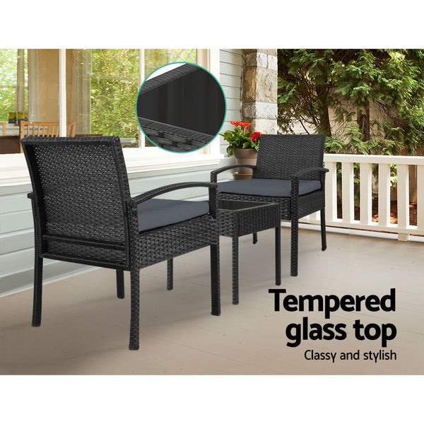 Gardeon 3-piece Outdoor Set - Black freeshipping - Awezingly