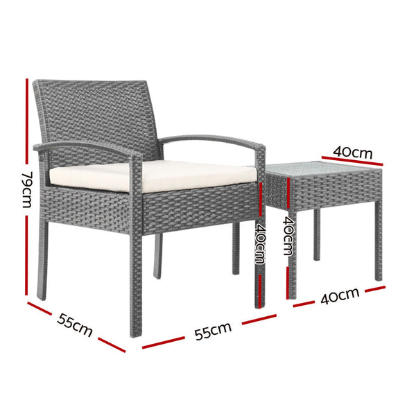 Gardeon 3-piece Outdoor Set - Grey Gardeon