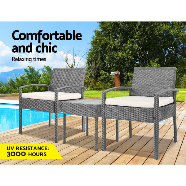Gardeon 3-piece Outdoor Set - Grey Gardeon