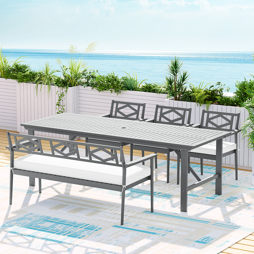 Gardeon 6-seater Outdoor Furniture Dining Chairs Table Patio Garden Acacia Wood Gardeon