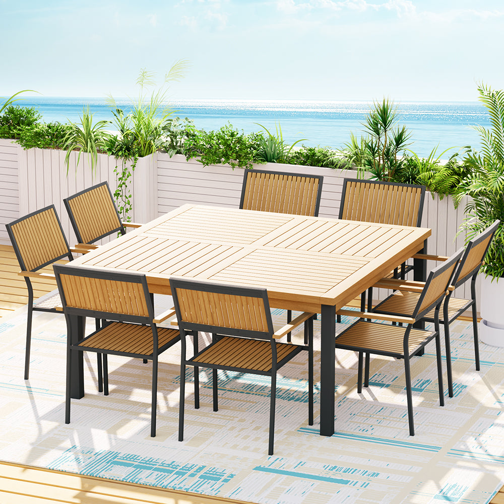 Gardeon 8-seater Outdoor Furniture Dining Chairs Table Patio Garden Acacia Wood Gardeon