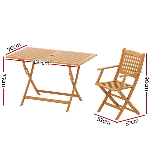 Gardeon 7PCS Dining Set Garden Dinner Chairs Table Patio Foldable Acacia Wood Gardeon