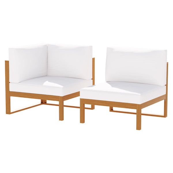 Gardeon 5 Pieces Outdoor Sofa Set 4-Seater Acacia Wood Corner Lounge Setting Gardeon