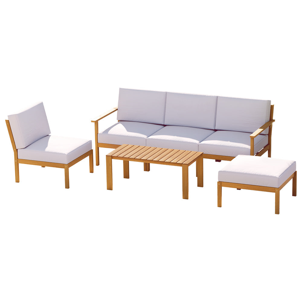 Gardeon Outdoor Sofa Set 5-Seater Acacia Wood Lounge Setting Garden Table Chairs Gardeon