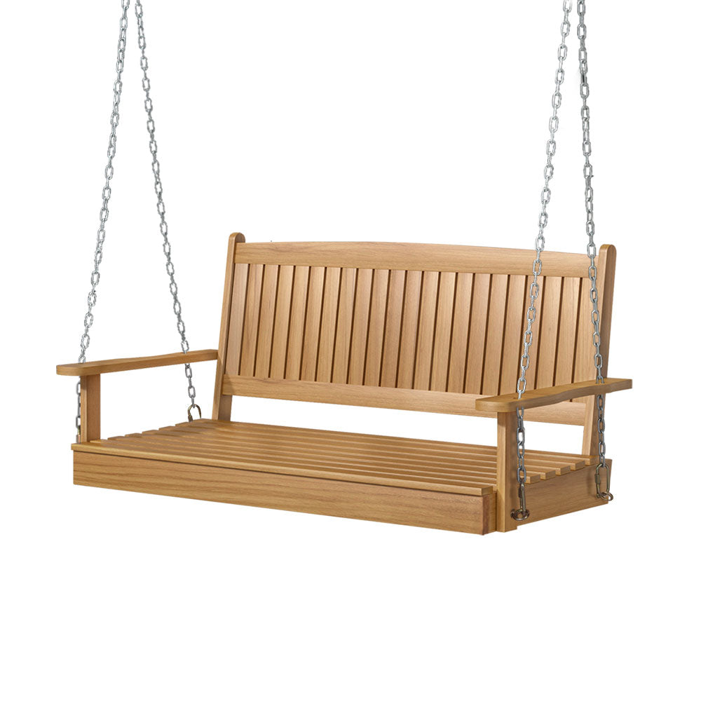 Gardeon Porch Swing Chair With Chain Outdoor Furniture Wooden Bench 2 Seat Teak Gardeon