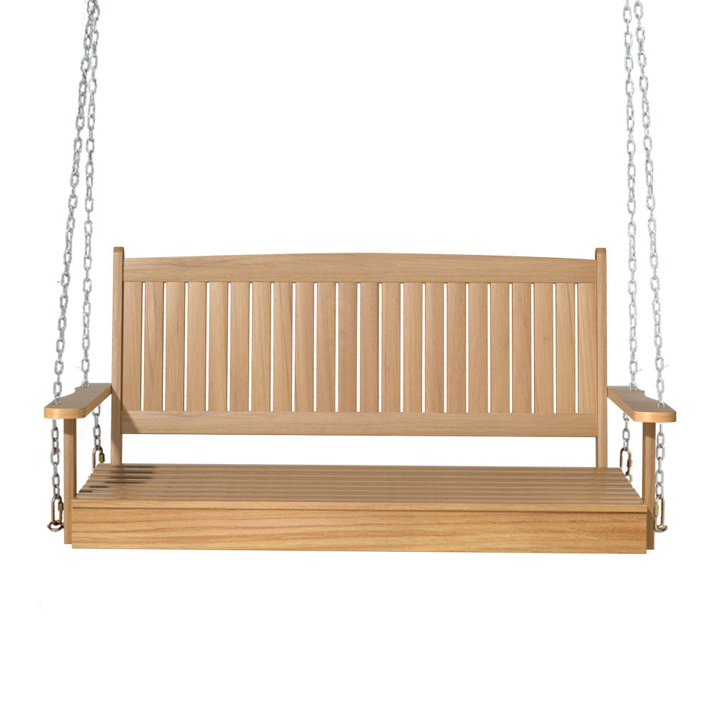 Gardeon Porch Swing Chair With Chain Outdoor Furniture Wooden Bench 2 Seat Teak Gardeon