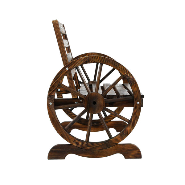 Gardeon Wooden Wagon Wheel Bench - Brown Gardeon