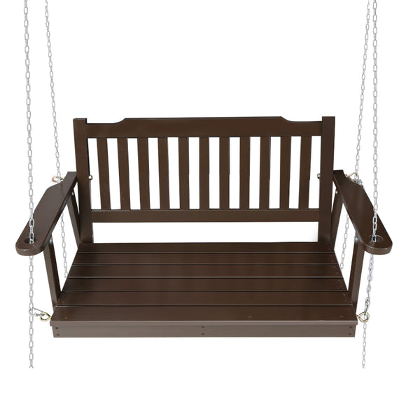 Gardeon Porch Swing Chair with Chain Garden Bench Outdoor Furniture Wooden Brown Gardeon
