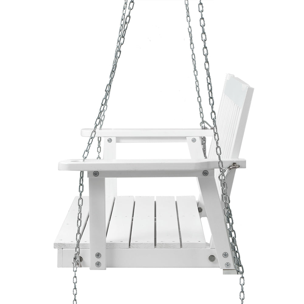 Gardeon Porch Swing Chair with Chain Garden Bench Outdoor Furniture Wooden White Gardeon