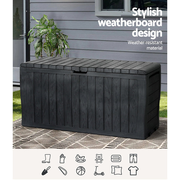Gardeon Outdoor Storage Box 220L Lockable Garden Deck Toy Shed Tool Organiser Gardeon
