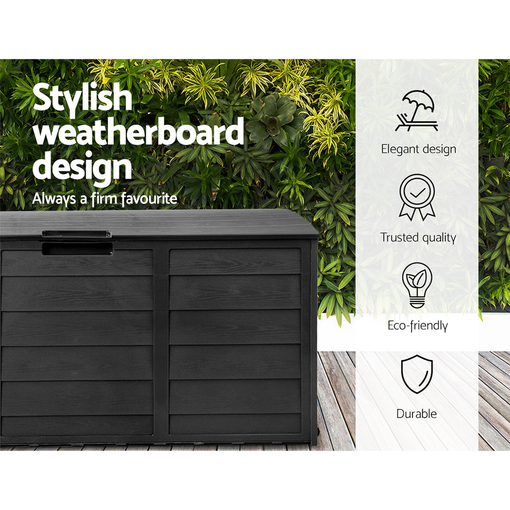 Gardeon 290L Outdoor Storage Box - All Black freeshipping - Awezingly
