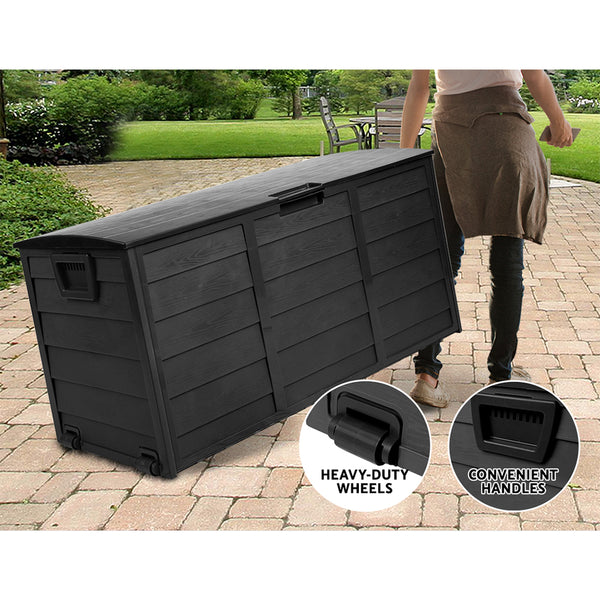 Gardeon 290L Outdoor Storage Box - All Black freeshipping - Awezingly