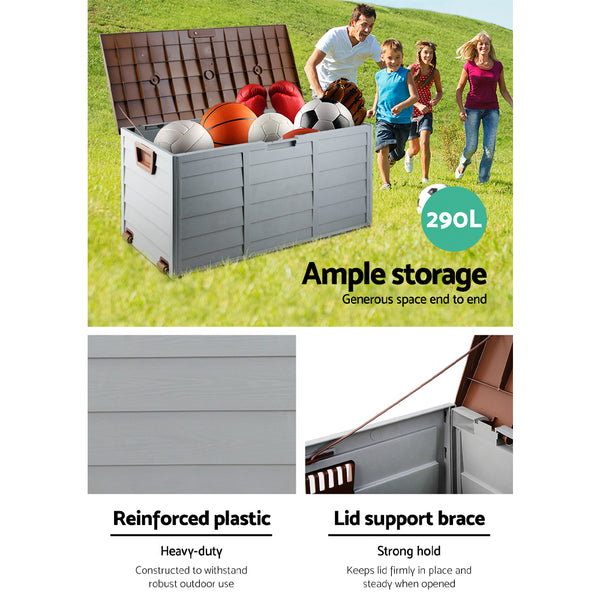 Gardeon 290L Outdoor Storage Box - Brown freeshipping - Awezingly