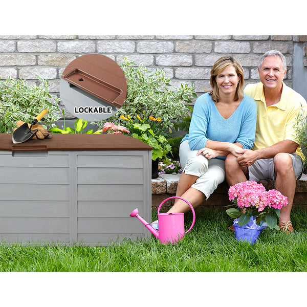 Gardeon 290L Outdoor Storage Box - Brown freeshipping - Awezingly