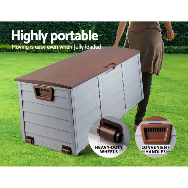 Gardeon 290L Outdoor Storage Box - Brown freeshipping - Awezingly