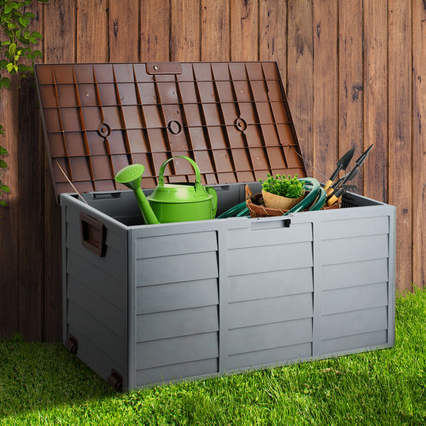 Gardeon 290L Outdoor Storage Box - Brown freeshipping - Awezingly