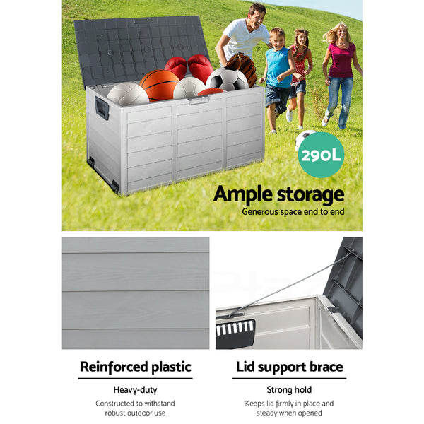 Gardeon 290L Outdoor Storage Box - Grey freeshipping - Awezingly
