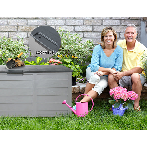 Gardeon 290L Outdoor Storage Box - Grey freeshipping - Awezingly