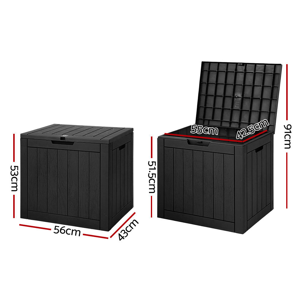Gardeon Outdoor Storage Box 118L Container Lockable Indoor Garden Toy Tool Shed Black Gardeon
