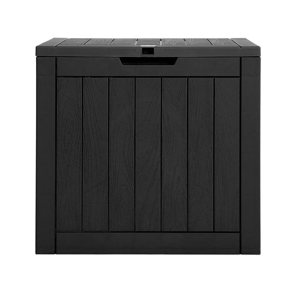 Gardeon Outdoor Storage Box 118L Container Lockable Indoor Garden Toy Tool Shed Black Gardeon