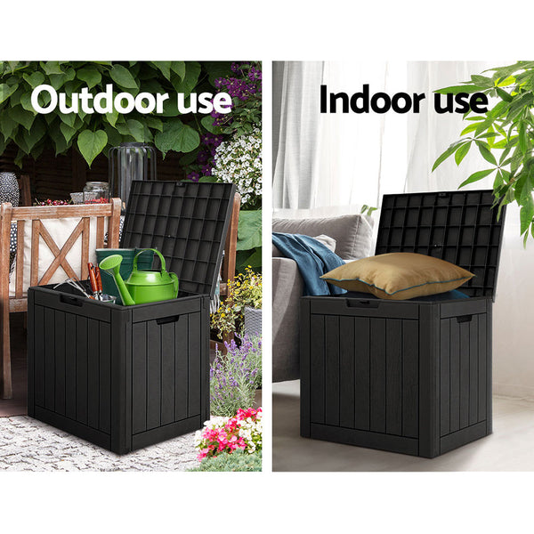 Gardeon Outdoor Storage Box 118L Container Lockable Indoor Garden Toy Tool Shed Black Gardeon