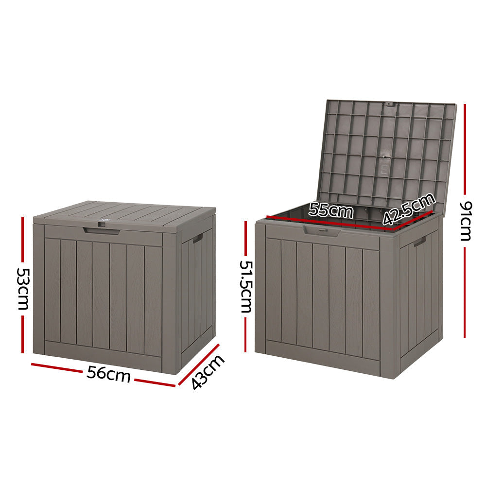 Gardeon Outdoor Storage Box 118L Container Lockable Indoor Garden Toy Tool Shed Grey Gardeon