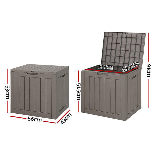 Gardeon Outdoor Storage Box 118L Container Lockable Indoor Garden Toy Tool Shed Grey Gardeon