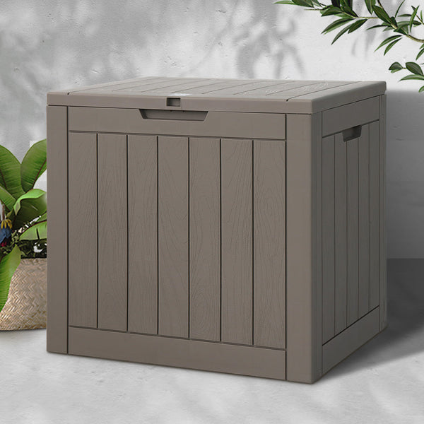 Gardeon Outdoor Storage Box 118L Container Lockable Indoor Garden Toy Tool Shed Grey Gardeon