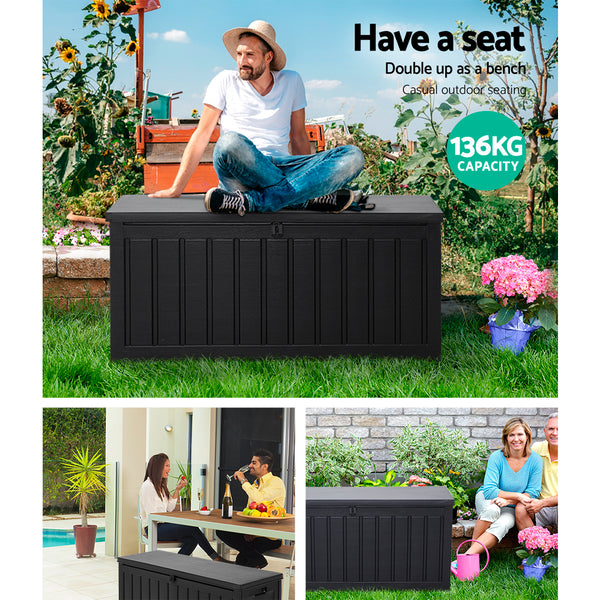Gardeon 240L Outdoor Storage Box Lockable Bench Seat Garden Deck Toy Tool Sheds freeshipping - Awezingly