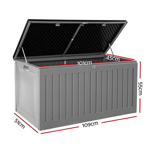 Gardeon Outdoor Storage Box Container Garden Toy Indoor Tool Chest Sheds 270L Dark Grey freeshipping - Awezingly