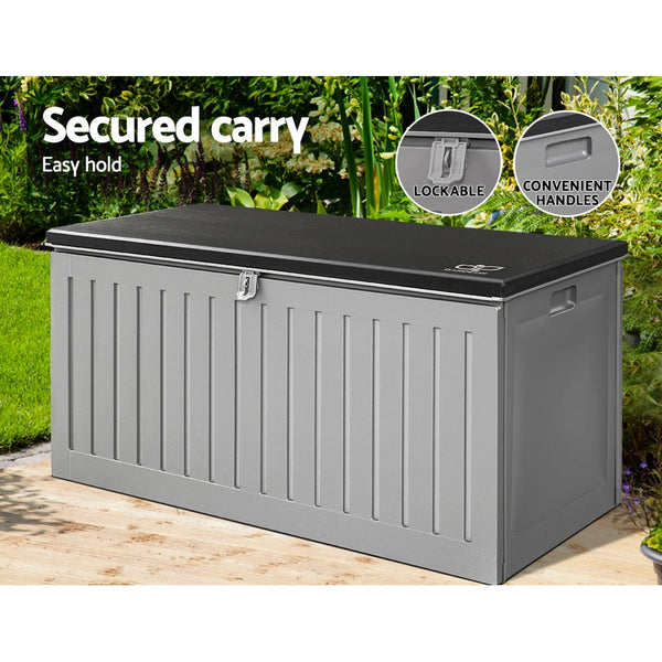Gardeon Outdoor Storage Box Container Garden Toy Indoor Tool Chest Sheds 270L Dark Grey freeshipping - Awezingly