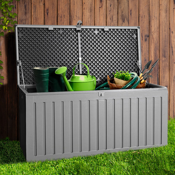 Gardeon Outdoor Storage Box Container Garden Toy Indoor Tool Chest Sheds 270L Dark Grey freeshipping - Awezingly