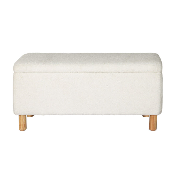 Artiss Storage Ottoman Blanket Box Teddy Fabric Chest Toy Foot Stool Couch White Artiss