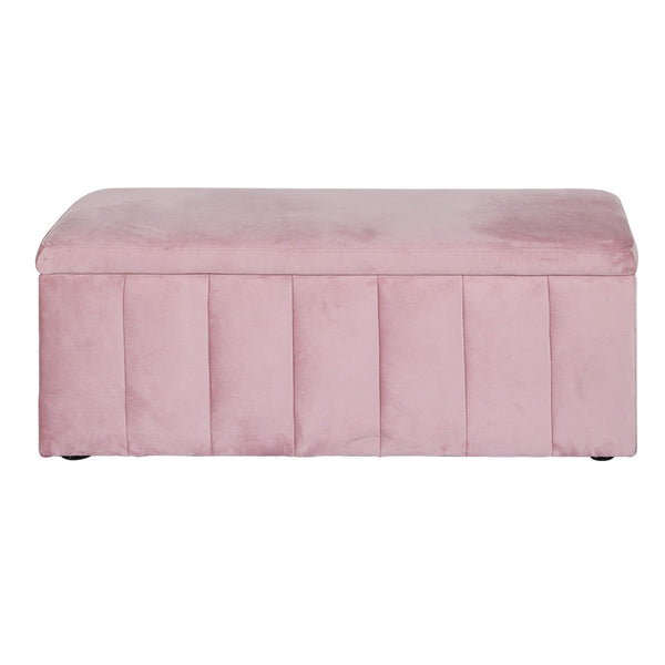 Artiss Storage Ottoman Blanket Box Velvet Chest Toy Foot Stool Couch Bed Pink Artiss