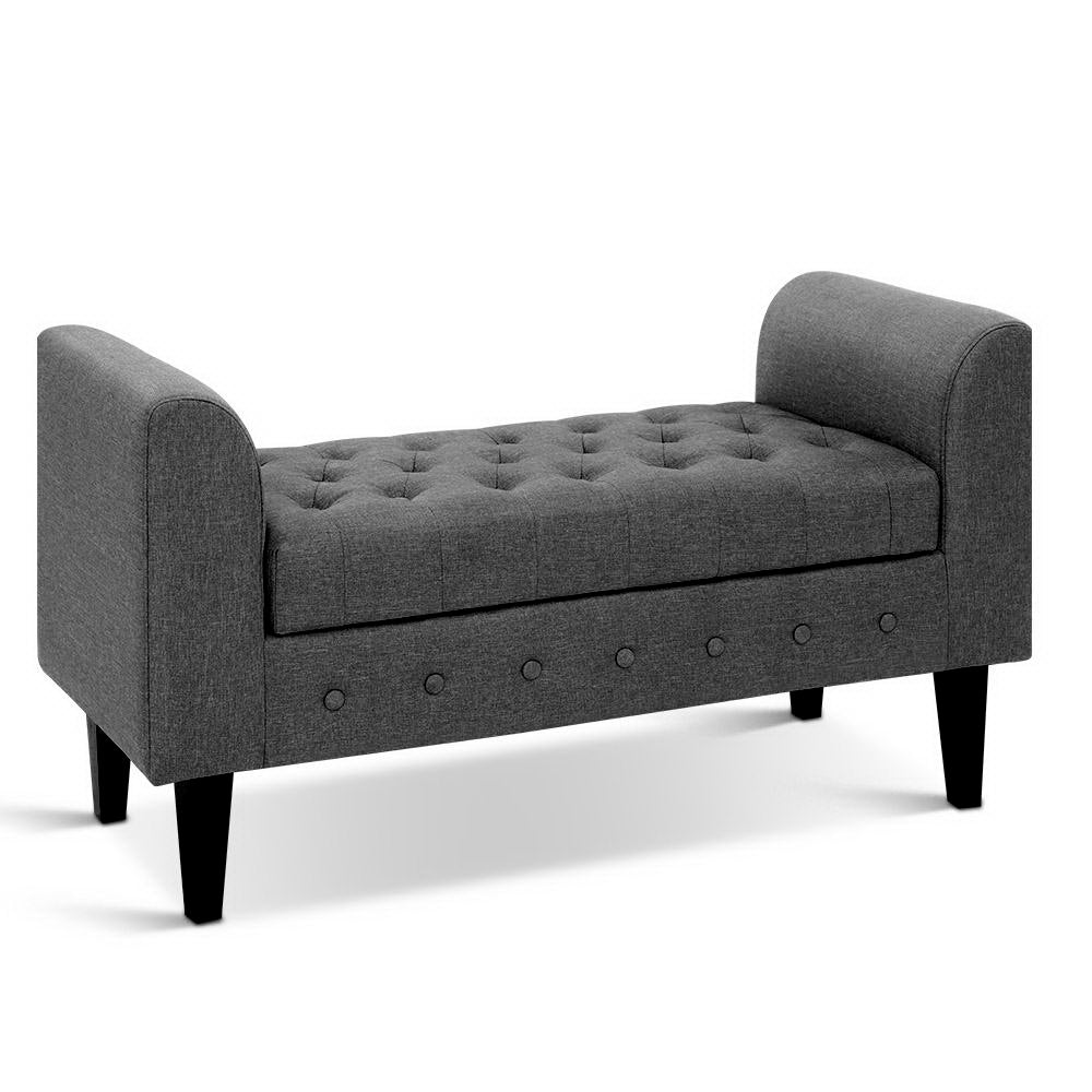 Artiss Fabric Storage Ottoman - Grey Artiss