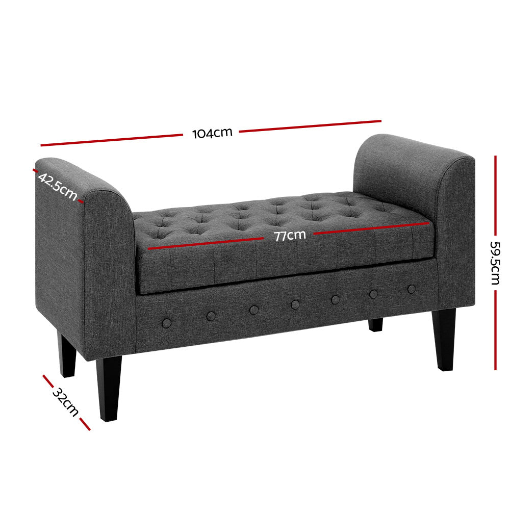 Artiss Fabric Storage Ottoman - Grey Artiss