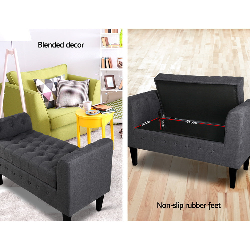 Artiss Fabric Storage Ottoman - Grey Artiss