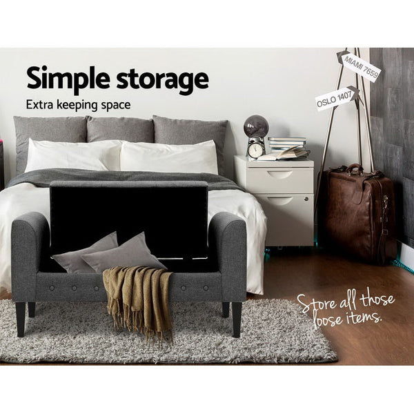 Artiss Fabric Storage Ottoman - Grey Artiss