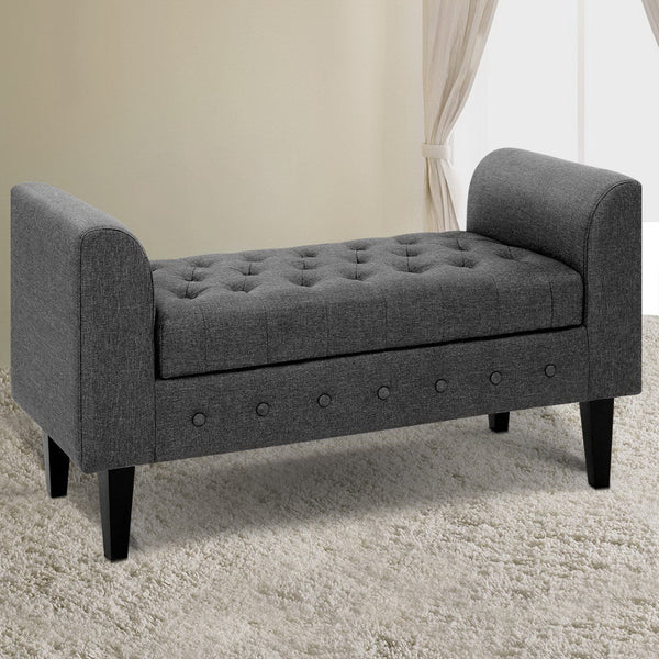Artiss Fabric Storage Ottoman - Grey Artiss