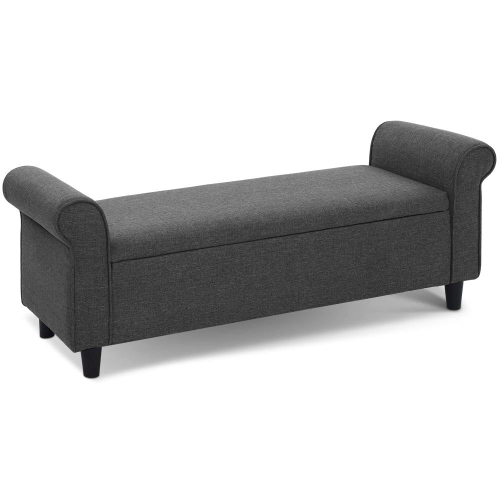 Artiss Storage Ottoman Blanket Box 126cm Linen Fabric Arm Foot Stool Couch Large Artiss