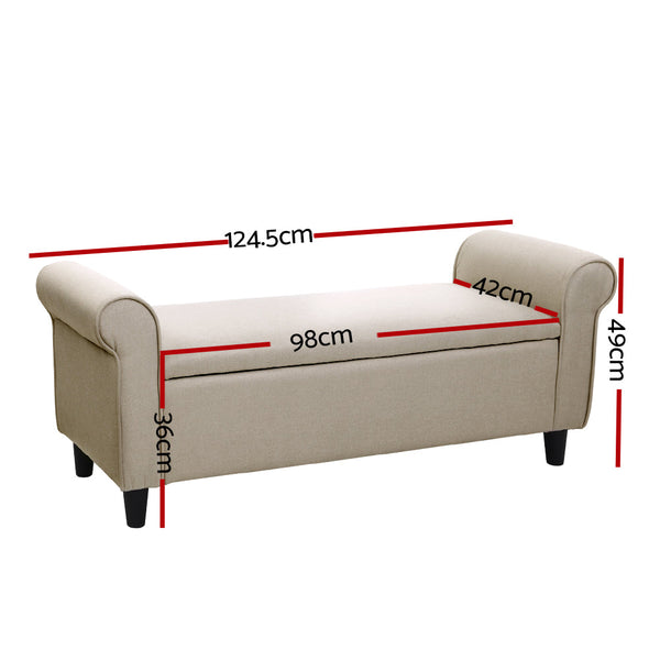 Artiss Storage Ottoman Blanket Box Linen Fabric Large Artiss