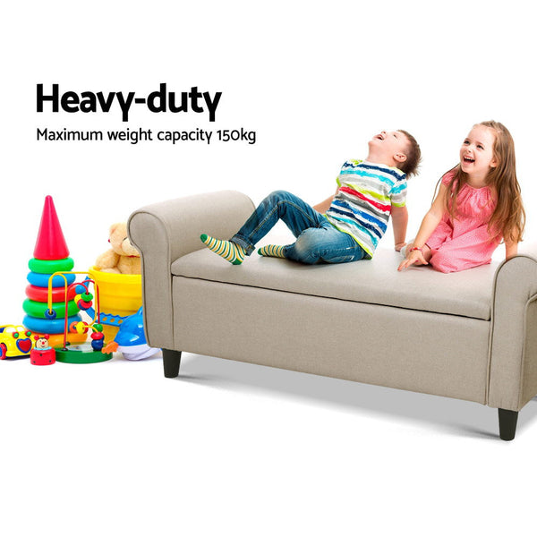 Artiss Storage Ottoman Blanket Box Linen Fabric Large Artiss