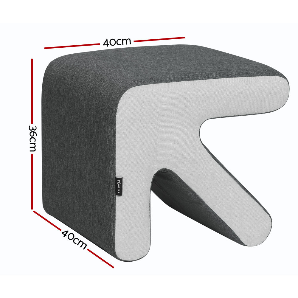 Artiss Ottoman Foot Stool Fabric Foot Rest Footstool Padded Seat Kids Grey Artiss
