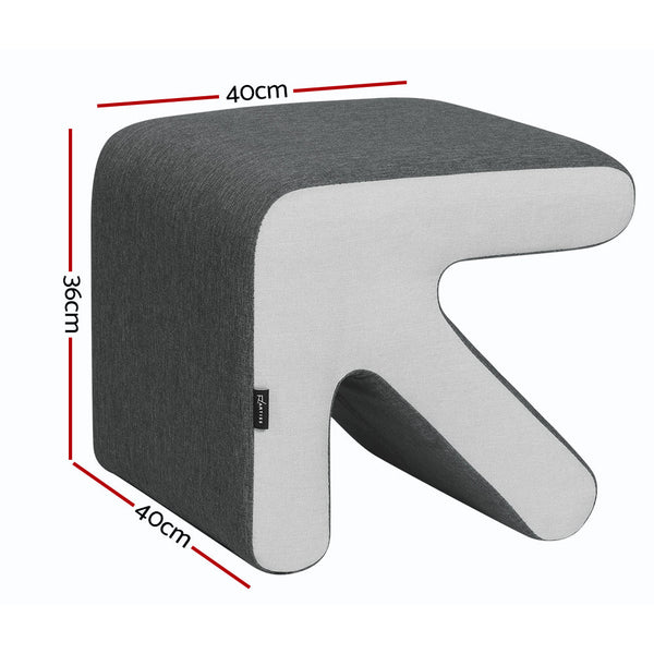 Artiss Ottoman Foot Stool Fabric Foot Rest Footstool Padded Seat Kids Grey Artiss