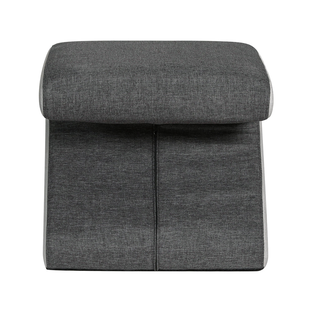 Artiss Ottoman Foot Stool Fabric Foot Rest Footstool Padded Seat Kids Grey Artiss