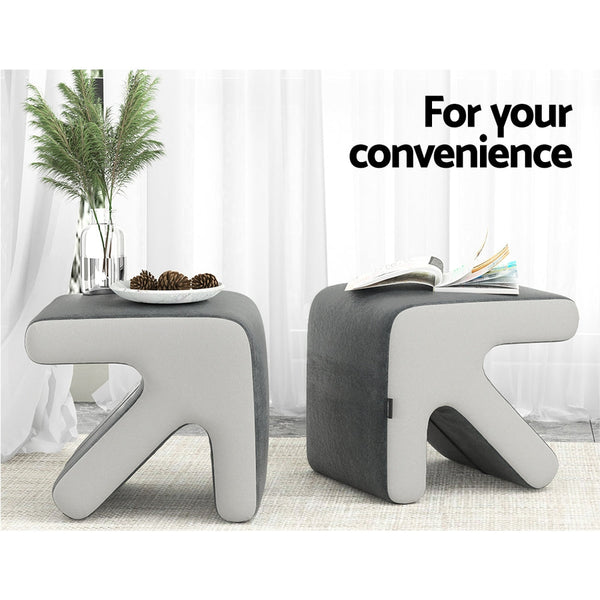 Artiss Ottoman Foot Stool Fabric Foot Rest Footstool Padded Seat Kids Grey Artiss