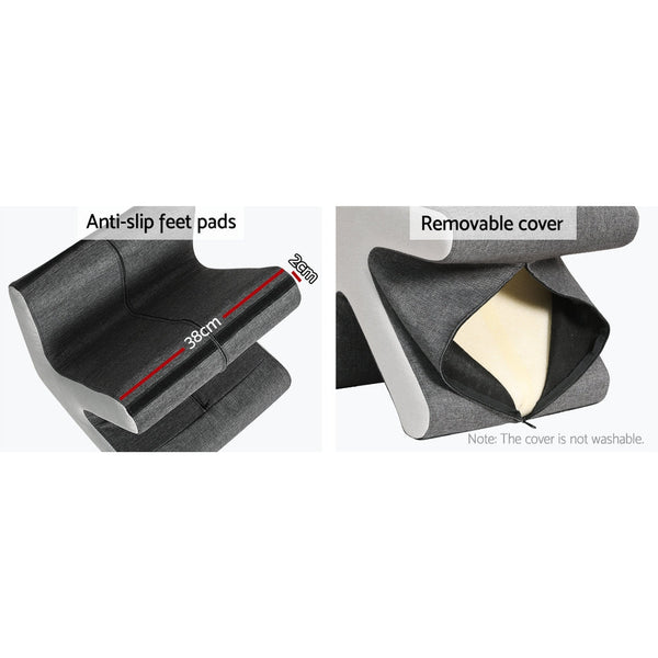 Artiss Ottoman Foot Stool Fabric Foot Rest Footstool Padded Seat Kids Grey Artiss
