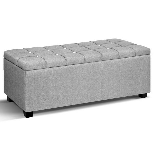Artiss Storage Ottoman Footstool Blanket Box Foot Stool Bench Toy Seat Grey Artiss