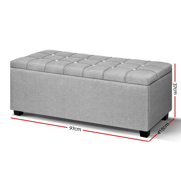 Artiss Storage Ottoman Footstool Blanket Box Foot Stool Bench Toy Seat Grey Artiss